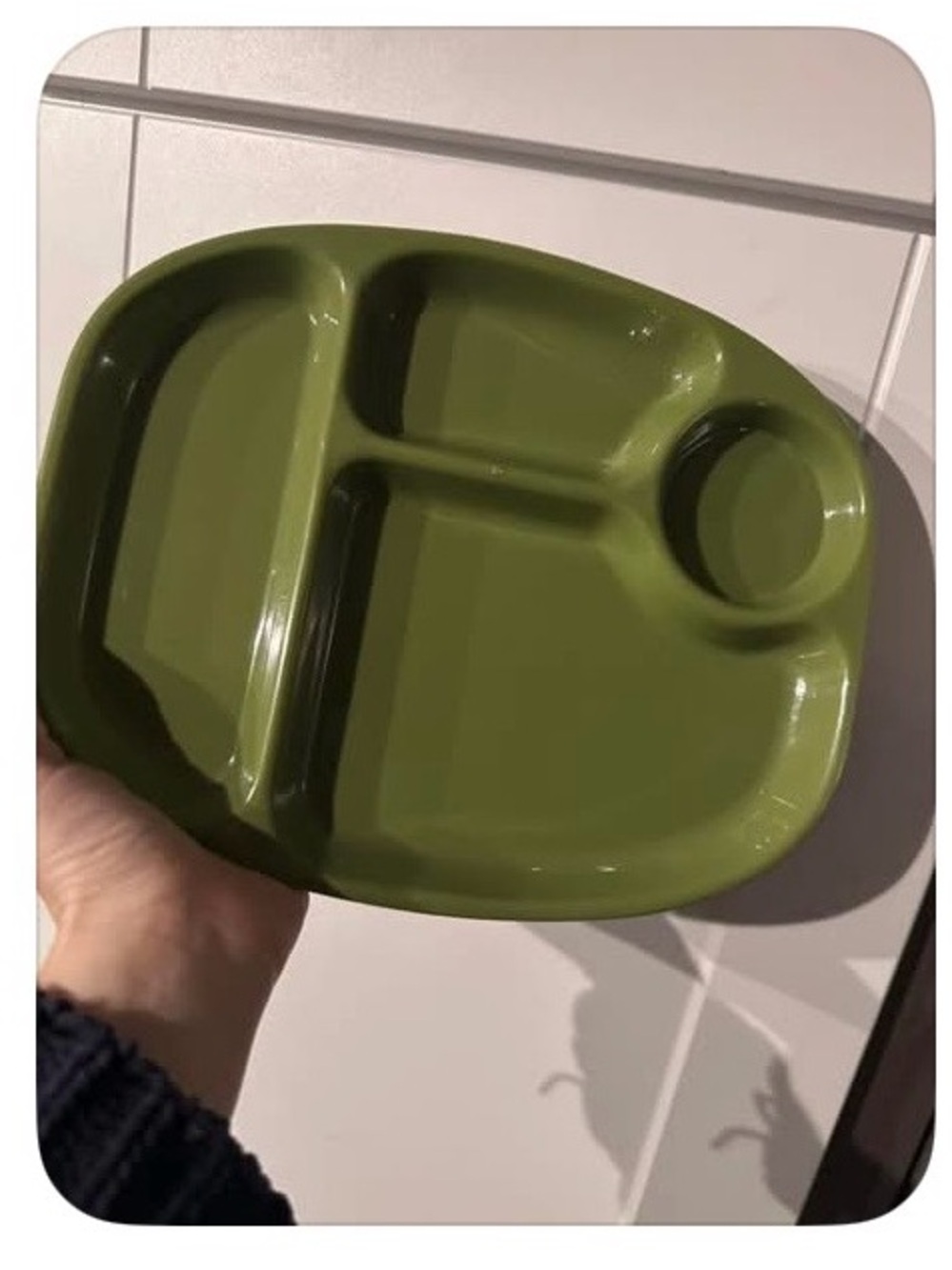 Vintage Olive Green Sectioned Dinner Plate
